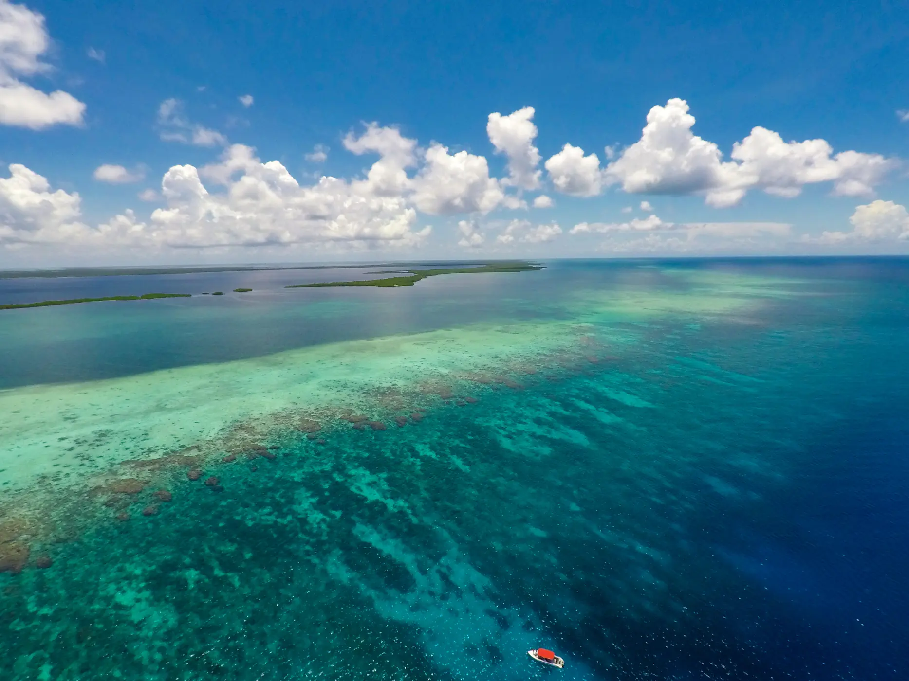 Aerial view of Belize reef waters